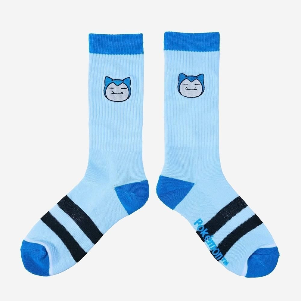 Mens Pokemon Snorlax Athletic Crew Socks Blue Bioworld Size 6-12 Ribbed Knit